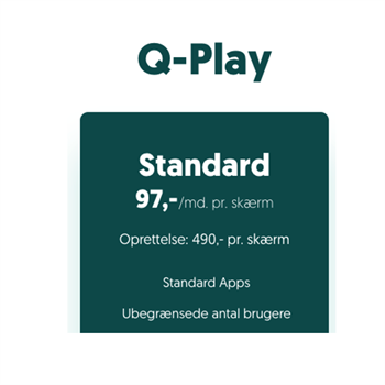 Q-Play Licens pr skærm pr måned